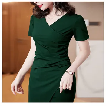 Letné Ženy tvaru krátky Rukáv, Čierna, tmavo zelená Jednoduchý Elegantný Plus veľkosť Šaty Pohlavie ženy slim šaty