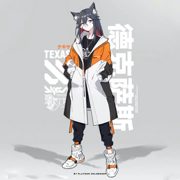Anime Arknights Cosplay Texas kabát Jar Jeseň Kapucňou Windbreaker Kabát mikina Nohavice nohavice, Tričko, okuliare, Oblečenie
