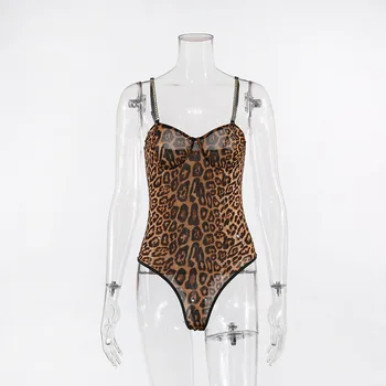 Šifrovacie Módy Leopard Kombinézach Reťazca Špagety Popruh Backless Sexy Kombinézach pre Ženy Jeseň Zvierat Tlač Tela