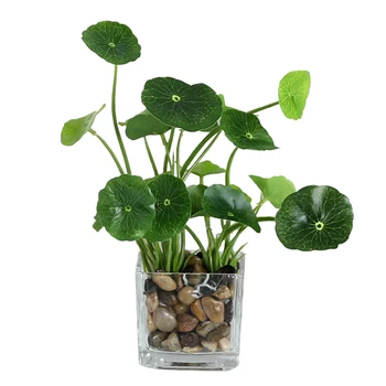 Erxiaobao Umelé Rastliny s Sklenený Hrniec Simulácia Bonsai Črepníkové Umiestnené Zelené Four-leaf Clover Home Table Windows Dekorácie