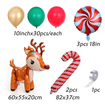 1 nastavte 97Pcs Vianočné Balón Garland Arch súprava Červená Biela Candy Balóny, 3D Jeleň Fólie Loptu DIY Santa Claus Navidad Palice Globos