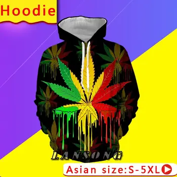 Marihuana burín mikina s kapucňou, 3d tlač mužov harajuku pulóvre bundy funny nohavice, streetwear hip hop tepláky cool oblečenie