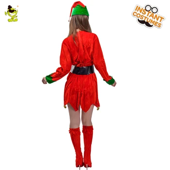 Vianočné Kostýmy pre Ženy&Mužov Elf Kostým Úlohu Hrať Santa Claus na Vianočný Večierok Cosplay Zelená a Červená Elf Oblečenie pre Dospelých
