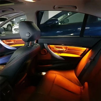 PMFC Dekoratívne Trim Svetlá Štyri Interiérové Dvere Panel LED Oranžová Farby s Modrým Atmosféru Lampa Pre BMW Radu 3 F30 2012-18