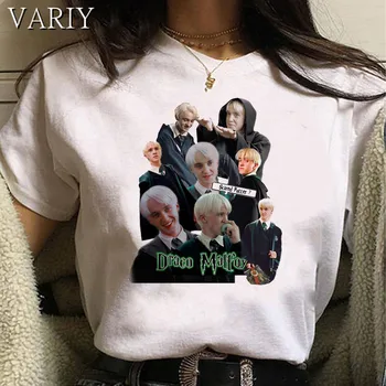 Cartoon Draco Malfoy T Shirt Ženy Kawaii Hip Hop Letné Topy Harry Grafické Tees Zábavné Unisex Harajuku Tričko Grunge Žena