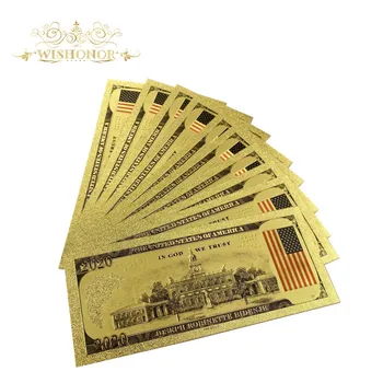 Nové 10pcs/veľa Amerických Bankoviek 2020 Biden Dolárových Bankoviek v 24k Zlatom Falošné Peniaze Pozlátené Business Darček