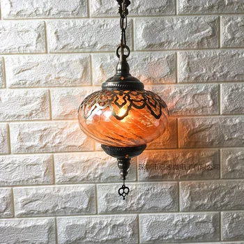 Najnovší štýl, Turecko etnické zvyklosti Duté rezbárstvo lampa Romantický kaviareň reštaurácia, bar strom prívesok svetlo Zefektívniť sklo osvetlenie