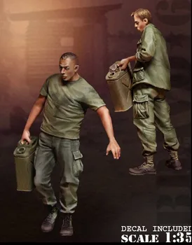 1/35 rozsahu Vojny vo Vietname AMERICKÝ vojak Benzín vedierko 2 Osoby miniatúry Živice Model Auta obrázok Doprava Zadarmo