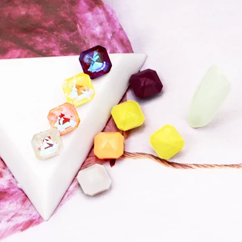 10 mm Lesk Námestie Octagon Crystal Kamienkami Farebné Spodnej Mocha Fluorescenčné Oblečenie, Šperky Decorartion DIY Pointback Kameň