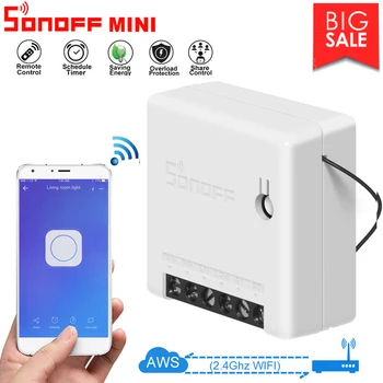 Sonoff Mini Hlas Prepínače DIY Smart Switch 2 tak Inteligentný Interruttore 10A AC100-240V Alexa APLIKÁCIE Automatizácie Diaľkové Ovládanie
