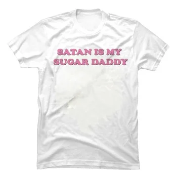 Kuakuayu HJN Satan Je Môj Cukor Otecko Tumblr Dievčatá Tričko Estetické Oblečenie Cukor Dieťa Topy Kawaii T Shirt Dievčatá Tričko