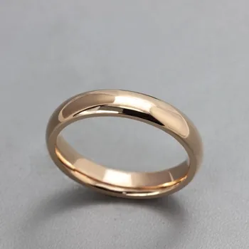 585 Rose Gold Color Kapely Svadobné Prstene pre Ženy 4 mm z Nehrdzavejúcej Ocele Láska Darčeky pre Jej