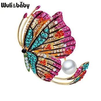 Wuli&baby Šumivé Krásy Motýľ Brošne Ženy Klasické Pearl Multicolor Motýľ Hmyzu Svadby Bežné Brošňa Darov Kolíkmi