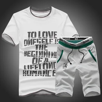 Športové krátke rukávy vyhovovali mužské oblečenie na jar telocvični beží oblečenie T-shirt mužov bežné šortky vetement homme