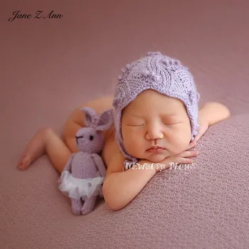 Jane Z Ann Ručné novorodenca olejomaľba štýl kvality ručne pletené klobúk s baletom králik bábika rekvizity