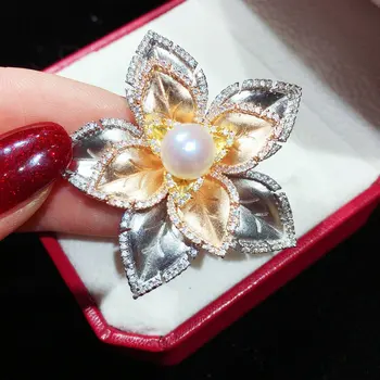 SINZRY nové kubický zirkón prírodné perly 3 farba kvetu brošne pin tvorivé sveter príslušenstvo šperky pre ženy