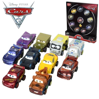 10Pcs Disney Pixar Cars 2 3 Blesk McQueen FLG72 Mini Kovové Zliatiny Diecast Vozidla autíčka Vianoce, Nový Rok, Darček Pre Deti