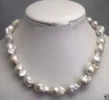 Jewelr 004784 Vzácne jemné Veľké 15--23 mm Biela Nezvyčajné Barokový Perlový Náhrdelník disk Spona 18 