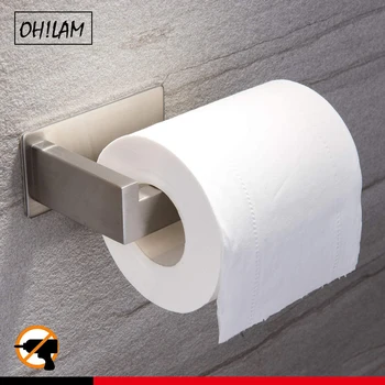 Samolepiace Toaletný Papier Tissue Držiak na Toaletný Kúpeľňa Nalepiť Na Stenu SUS304 Kartáčovaný Nerez-Čierna