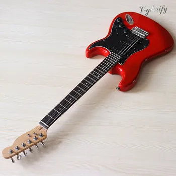 Vysoký lesk 6 string ČERVENÚ elektrickú gitaru ST pevné telo lipa 39 palcov 22 pražcov elektrická gitara s malou vadou