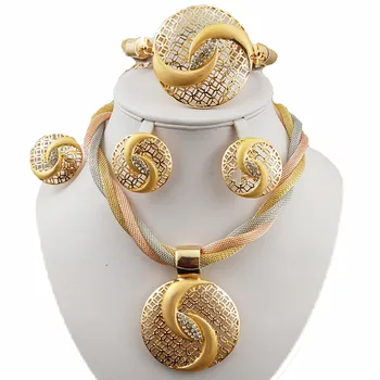 Farebné reťaze šperky sady pre ženy Dubaj zlatá farba Negrian svadobné šperky set indické šperky