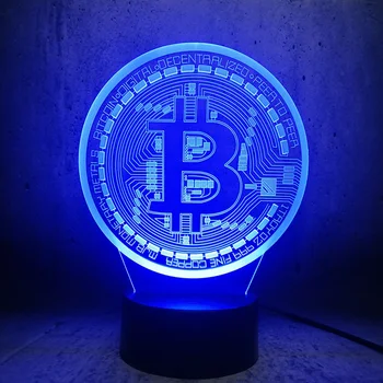 Bitcoin LED Nočné Svetlo Usb Dotykový Snímač Farby Novinka Osvetlenie Dieťa Dieťa Dovolenku Dar Spálňa Decor 3D Lampa Bitcoin