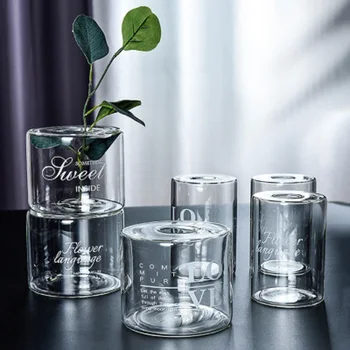 O. RoseLif Nové Nordic Tvorivé Transparentné List, Sklenené Vázy Hydroponické Vázy, Dekorácie Pre Domov Svadobný Kvet Fľaša Bar