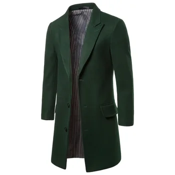 2019 Nové Zimné Kabát Mužov Fondu V Dlhom Model Slim Body Veľká Vlnená Kabát pre Mužov Homme Manteau