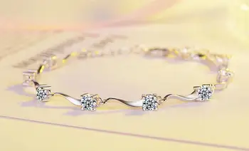 LUKENI 2018 Predaj Hot Ženy 925 Sterling Silver Náramky Šperky Kúzlo Žena Crystal Kamene Lady Milovníkov Vianočný Darček Bijou