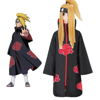 Naruto Plášť Akatsuki Cosplay Kostýmy Anime Kabát, Plášť Deidara Red Cloud Župan