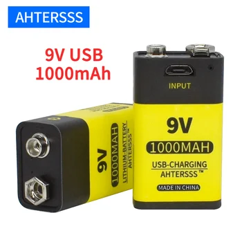 9v usb nabíjateľné lítiové batérie 6f22 9V li-ion batérie pre multimeter Dymový alarm detektor kovov atď batérie