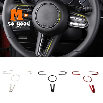 Pre Mazda 3 CX-30 2019 2020 príslušenstvo ABS Uhlíkových vlákien/Červená/Matný volante Vozidla Spínač Tlačidlo rám, Kryt Výbava Auta styling
