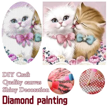 5D Diamond Mozaiky Roztomilé Mačky DIY Full Round-Diamond Výšivky Zvieratá Diamond Maľovanie Cross Stitch Drahokamu Mačka Série