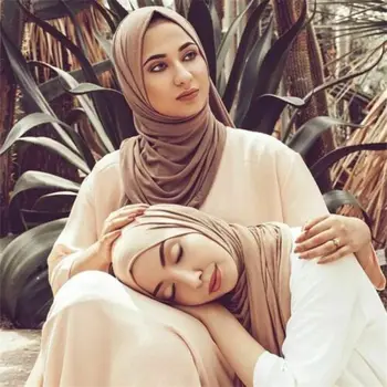 Tvárny Modálne Jersey Hidžáb Moslimských Žien Šatkou Turban Obyčajný epingle hidžáb Zábal Módne Afrike Lady hlavový most pokrývku hlavy Underscarf