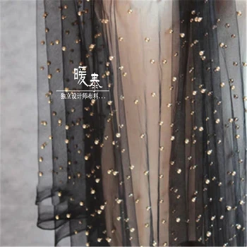 Čierne Korálkové Čipky a Tylu Textílie Zlato Biele Handwork Pearl DIY Patchwork Opony Dekor Sukne Svadobné Šaty Návrhára Textílie