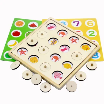 Hračky pre deti Montessori Drevené Hračky Ruky Mozgu Školenie Štipku Loptu pamäť šach dva v jednom hry, Baby Vzdelávacie Hračky Pre Deti,