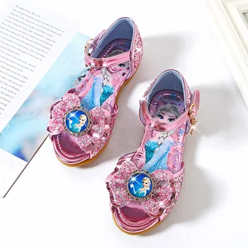 Disney dievčatá sandály letné nový detí princezná topánky mäkké dne žijúcich rýb úst sandále mrazené elsa topánky