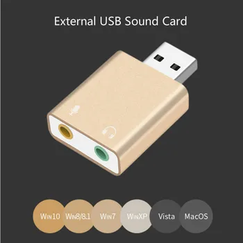 Zliatina hliníka Externý USB Audio Adapter Zvuková Karta s 3,5 mm Stereo Slúchadlá a Mono Mikrofón Jack Audio Zvuková Karta