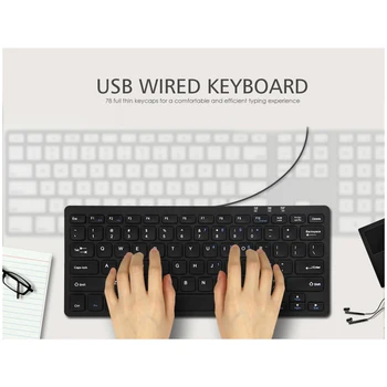 B. O. W Drôt USB Keyboard Mini 78 Kľúče, Pohodlné Tiché Písanie Malých Ultra-Slim Tiché Pre PC Počítač s USB Portom