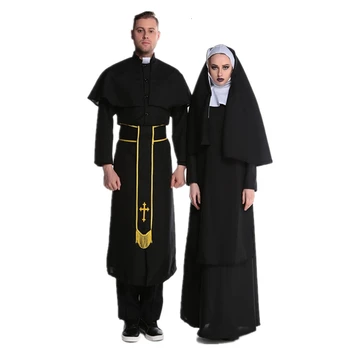 Stredoveké Cosplay Halloween Kostýmy pre Ženy Kňaz Mníška Misionár Kostým Nastaviť 2019 Dospelých Cosplay Oblečenie Žena Šaty