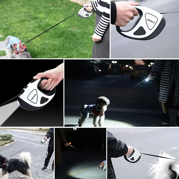 Pes na Vodítku Postroj Nylon Automaticky Sklápateľné Trakciu Lano S LED Bleskom Pre Malé Veľké domáce zvieratá, nemecký Ovčiak Pug