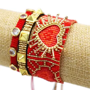 ZHONGVI Jedinečný Náramky Pre Ženy Miyuki Crstal Pulseras Mujer Moda 2020 Červené Srdce Náramok Šperky Accesorios Mujer Bileklik