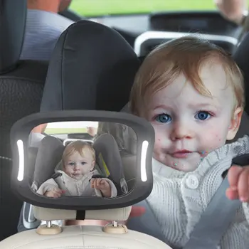 Autosedačky Spätné Zrkadlo Dieťa Zobrazenie Zrkadla, Diaľkové LED Svetlá Spätného Zrkadla Akryl ABS 360 Stupňov Rotácie
