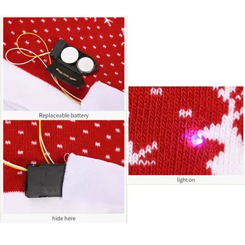 LED Vianočné Tvorivé Teplé Skullies Svetelný Spp Vymeniteľná Batéria Pletené Klobúk So Svetlami, Snehuliak Elk Vianočný Dekor Klobúk