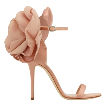 Dámske topánky 2019 kvety vysoké podpätky žien v poriadku s nahé satin slovo pracky s black Rímske sandále zapatos de mujer QQ-07