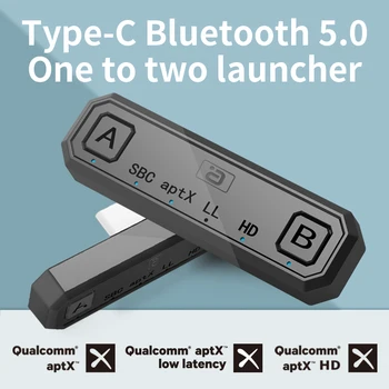 Bluetooth 5.0 Bezdrôtové Audio Vysielač APTX HD/LL USB Typu C Vysielač Adaptér Pre Nintendo Prepínač Lite PS4 TV jedného až dvoch
