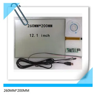 260*200 Nových 12.1 palcov rozhranie USB 4 ovládanie linky karty odpor dotykový displej 260mm*260mm LCD panel