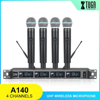 XTUGA 4 Kanál UHF Bezdrôtový Mikrofón Systém 4Handheld Profesionálne Pevnou Frekvenciou Bezdrôtový Mikrofón do 300Ft pre Karaoke Party