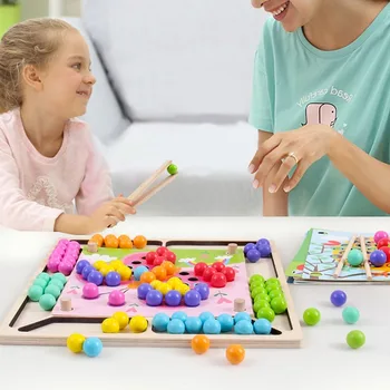 Detské Montessori Hračky, Drevené Hračky Strane Mozgu Školenie Korálky Farba Triedenie Hry Dieťa Raného Vzdelávania Puzzle Deti Hračky