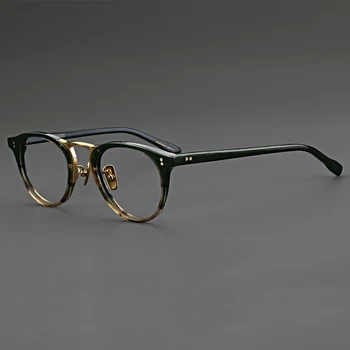 Retro Kolo Kruhu Okuliare Muž hanamade Optické Predpis Krátkozrakosť presbyopia čítanie titán Acetát žena Okuliare Rám